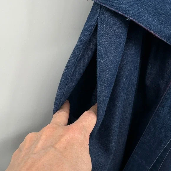 Vintage Denim Midi Dress‎ Medium Pockets Western Cottagecore Rodeo Prairie USA - Picture 8 of 11